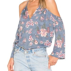 Blue long sleeve cross neck top from revolve